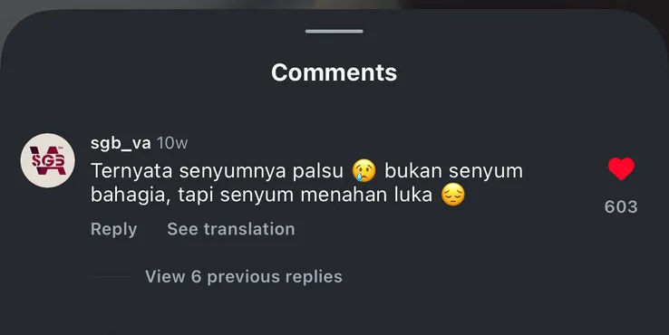 Brand comment with 603 likes